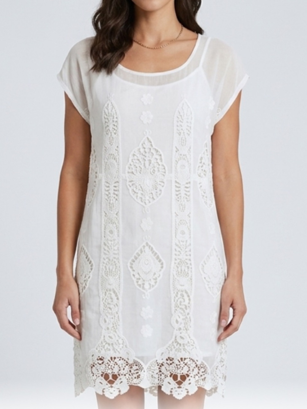 MM Couture off white Sheer Crochet-Trim  gb3